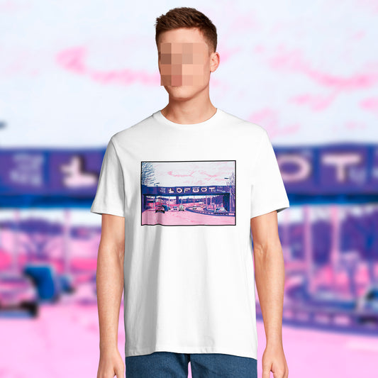 Organic T-shirt with print of graffiti at Westcombe Park