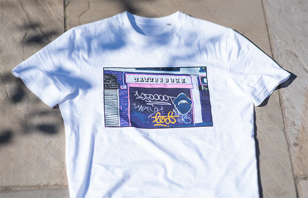 Organic T-shirt with print of London graffiti