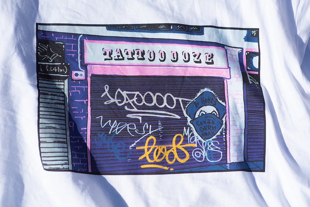 Organic T-shirt with print of London graffiti
